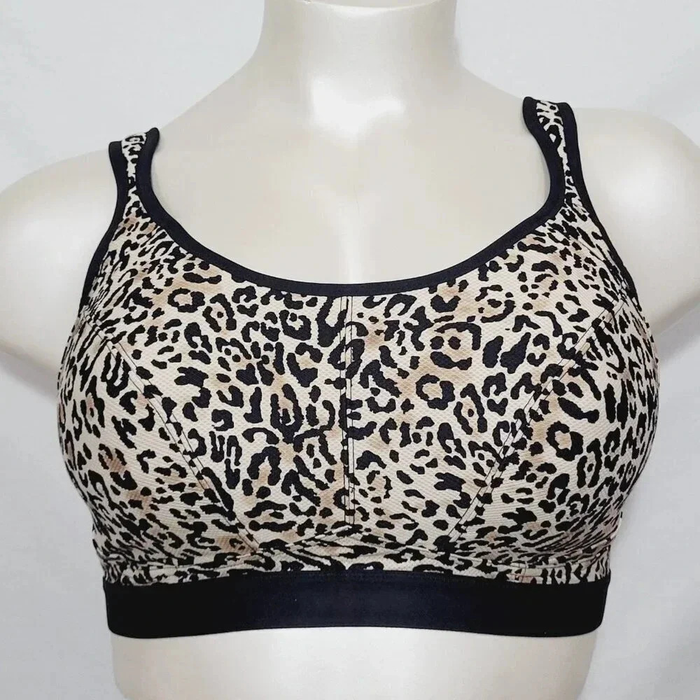 38H Felina 215152 Unity Unlined Wire Free Sports Bra Leopard Print‎ NWT